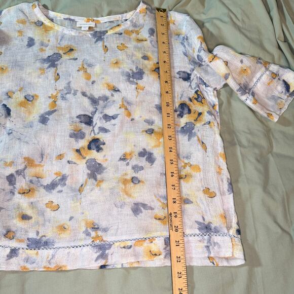Pure Jill Women's sz Small Linen 1/2 Elbow Sleeve Crew Neck Floral Lightweight - Picture 7 of 8